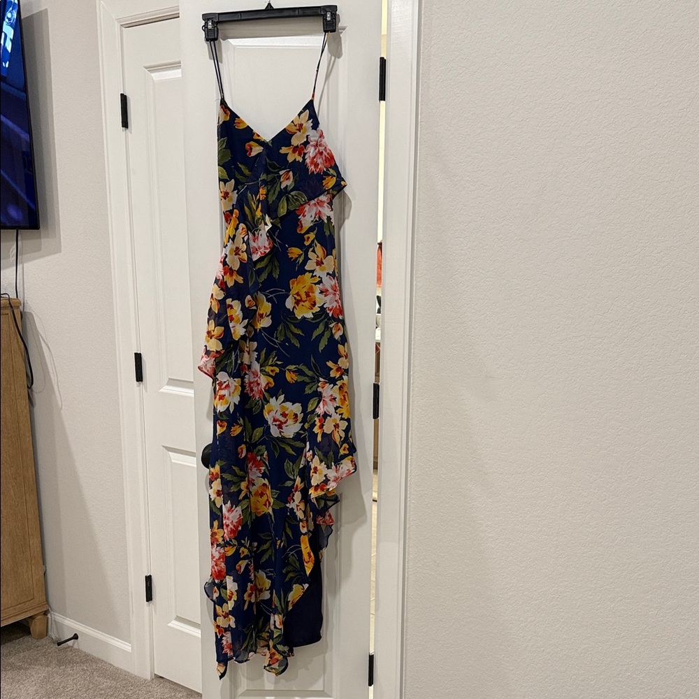 Lulu's Floral Maxi Dress - Navy and Multicolor